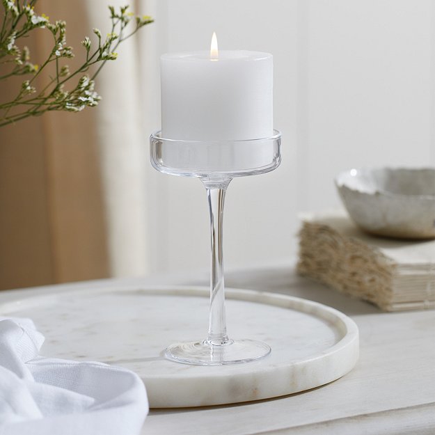 Glass Pillar Candle Holder - Small | Candle Holders | The  White Company