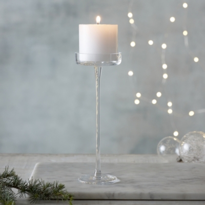 Tall glass pedestal on sale candle holders