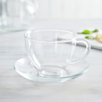 clear glass tea cups