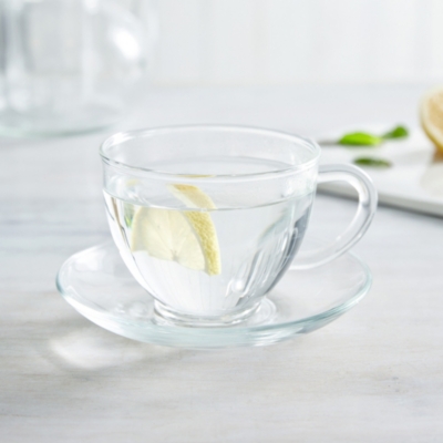 The White Company - Glass Teacup and Saucer