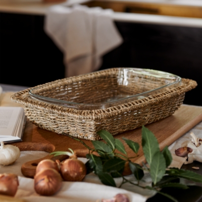 Glass and Seagrass Oven Dish – Large
