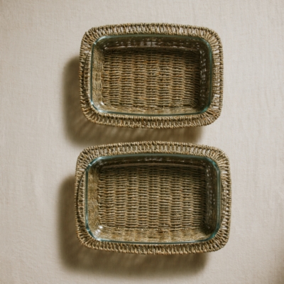 Glass and Seagrass Oven Dish – Large