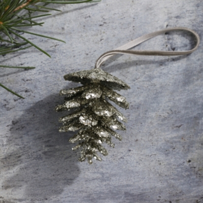 Glitter Fir Cone Christmas Decoration Christmas The White