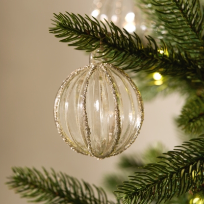 Glitter Ribbed Bauble – 10cm