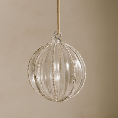 Glitter Ribbed Bauble – 10cm