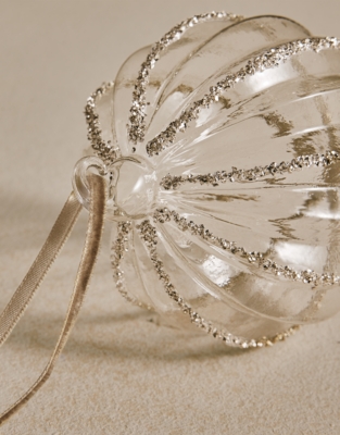 Glitter Ribbed Bauble – 10cm