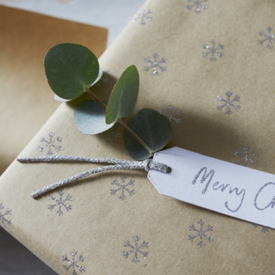 Silver Glitter Snowflake Wrapping Paper