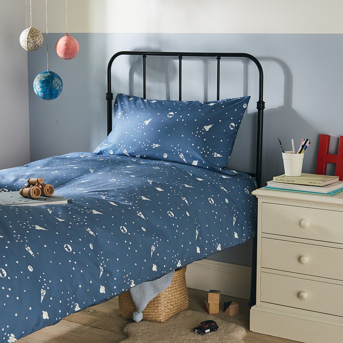 Space 5 pcs Baby Boys Cot// Cot-Bed Set Blue