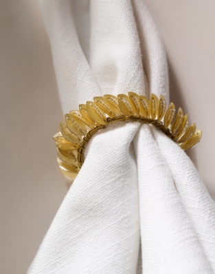 Gold Glass Beaded Wreath Napkin Rings – Set of 4