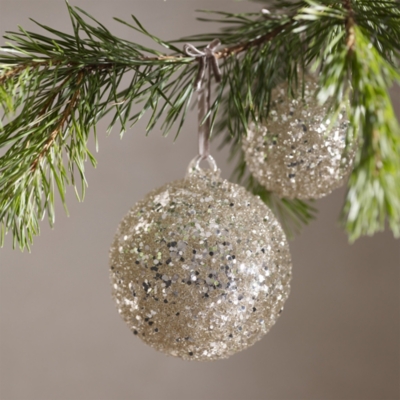 Gold Glitter Bauble – 9cm | New In Home | The White Company UK