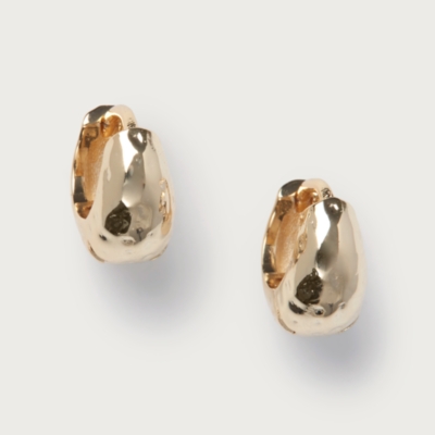 Gold Hammered Huggie Hoop Earrings