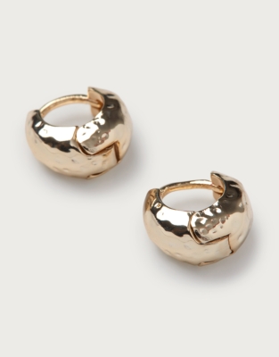 Gold Hammered Huggie Hoop Earrings