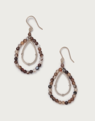 Gold Plated Beaded Double Teardrop Earrings