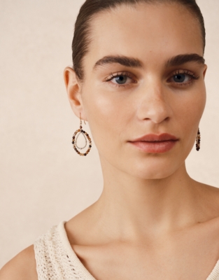 Gold Plated Beaded Double Teardrop Earrings