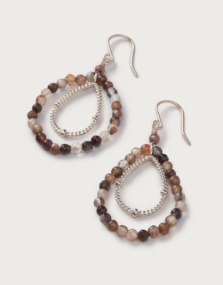Gold Plated Beaded Double Teardrop Earrings