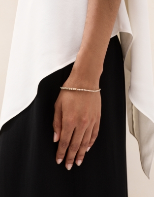 Gold-Plated Cubic Zirconia Beaded Tennis Bracelet 