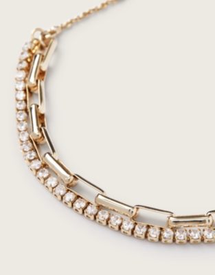 Gold-Plated Cubic Zirconia Double-Chain Bracelet