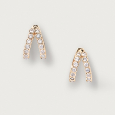 Gold Plated Cubic Zirconia Double Huggie Earrings