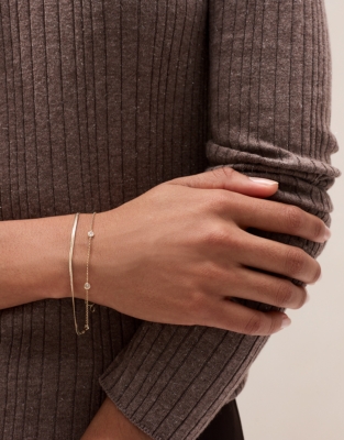 Gold-Plated Cubic Zirconia Double-Layer Bracelet