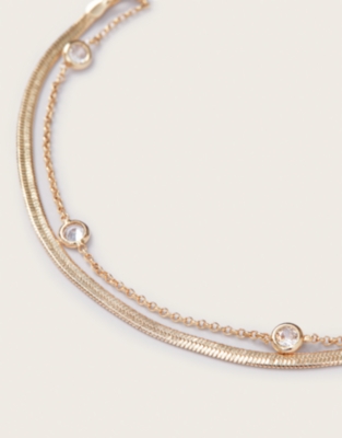 Gold-Plated Cubic Zirconia Double-Layer Bracelet