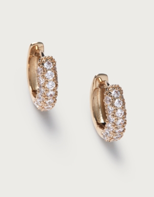 Gold Plated Cubic Zirconia Huggie Hoop Earrings
