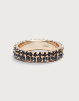 Gold Plated Cubic Zirconia Jet Stone Ring