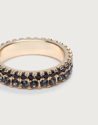Gold Plated Cubic Zirconia Jet Stone Ring