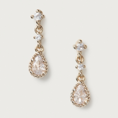 Gold Plated Cubic Zirconia Mini Drop Earrings