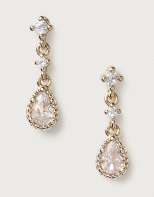 Gold Plated Cubic Zirconia Mini Drop Earrings