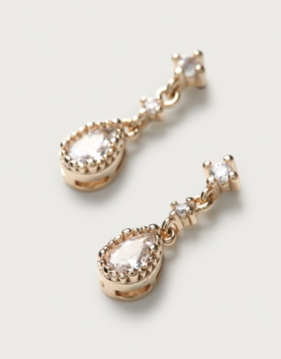 Gold Plated Cubic Zirconia Mini Drop Earrings