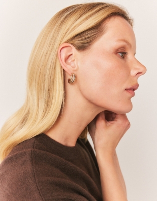 Gold Plated Cubic Zirconia Wave Hoop Earrings