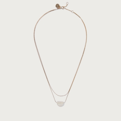 Gold Plated Double Chain Resin Pendant Necklace