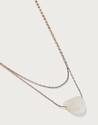 Gold Plated Double Chain Resin Pendant Necklace