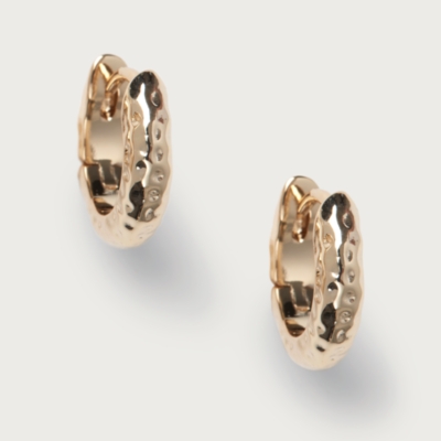 Gold Plated Hammered Mini Hoop Earrings