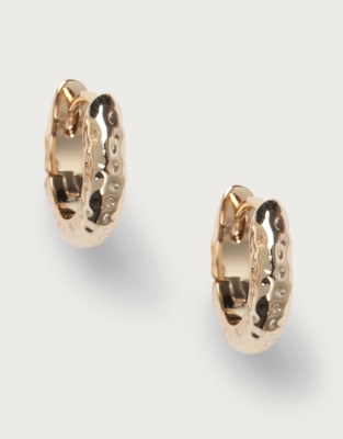 Gold Plated Hammered Mini Hoop Earrings