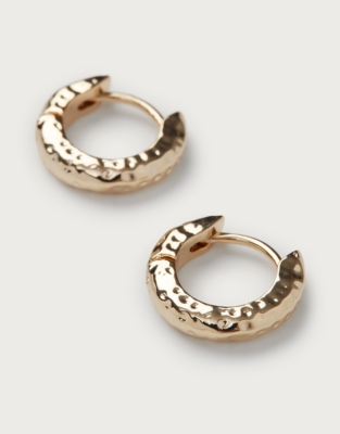 Gold Plated Hammered Mini Hoop Earrings