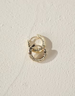 Gold Plated Hammered Mini Hoop Earrings
