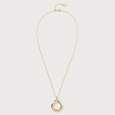 Gold Plated Molten Circle Pendant Necklace