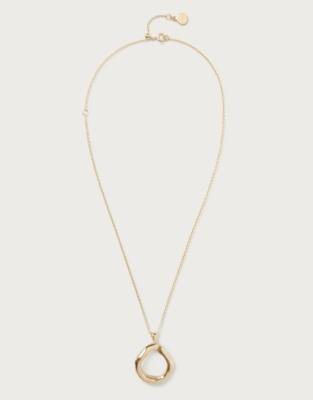 Gold Plated Molten Circle Pendant Necklace