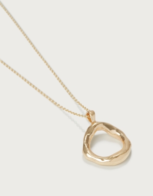 Gold Plated Molten Circle Pendant Necklace