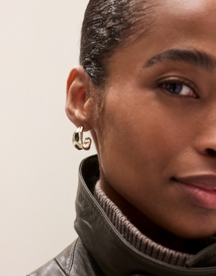 Gold Plated Molten Midi Hoop Earrings