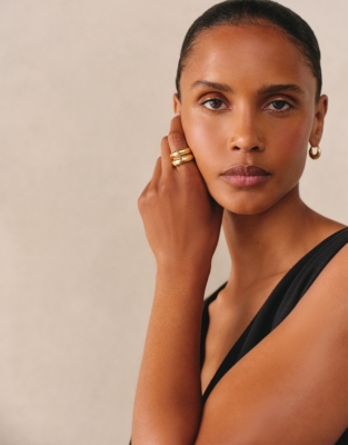 Gold Plated Molten Stacked Ring