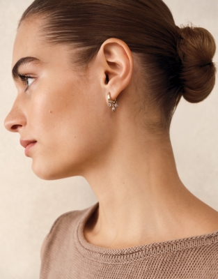 Gold Plated Moonstone Droplet Mini Hoop Earrings