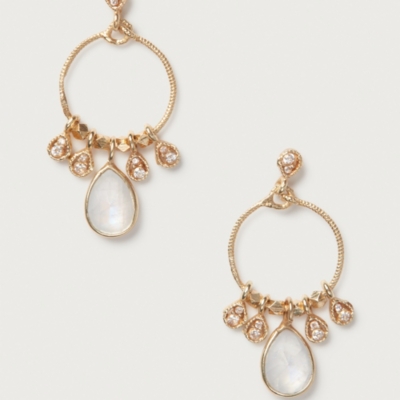 Gold Plated Moonstone Multi Drop Earrings