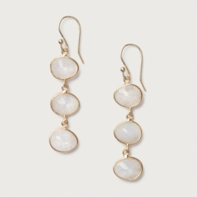 Gold Plated Moonstone Triple Drop Earrings