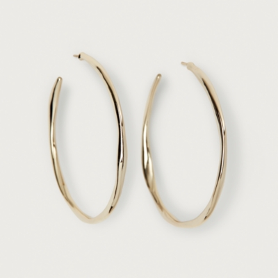 Gold Plated Organic Shaped Large Hoop Earrings