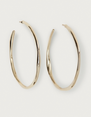 Gold Plated Organic Shaped Large Hoop Earrings