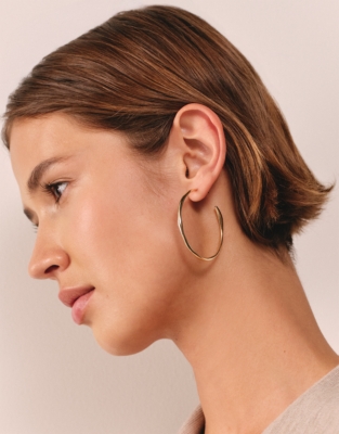 Gold Plated Organic Shaped Large Hoop Earrings