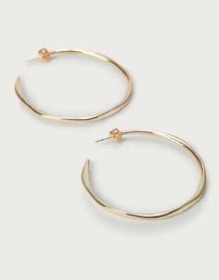 Gold Plated Organic Shaped Large Hoop Earrings