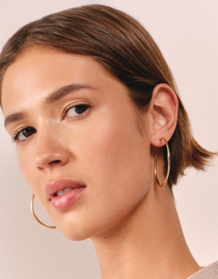 Gold Plated Organic Shaped Large Hoop Earrings